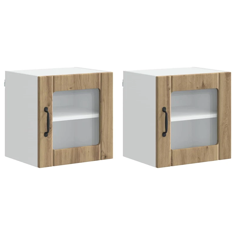 Lot de 2 armoires murales de cuisine modernes avec rangements pratiques 40 x 31 x 40 cm en bois d'ingénierie chêne artisanal 02_0053882
