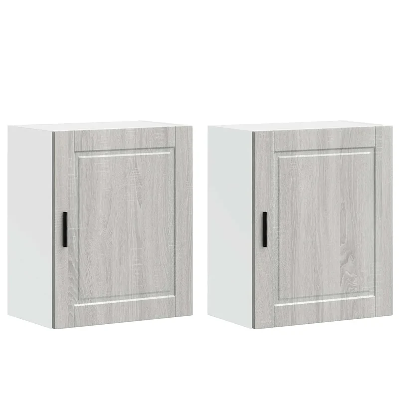 Lot de 2 armoires murales de cuisine design moderne rangement mural 50 x 31 x 60 cm en bois d'ingénierie gris 02_0050355
