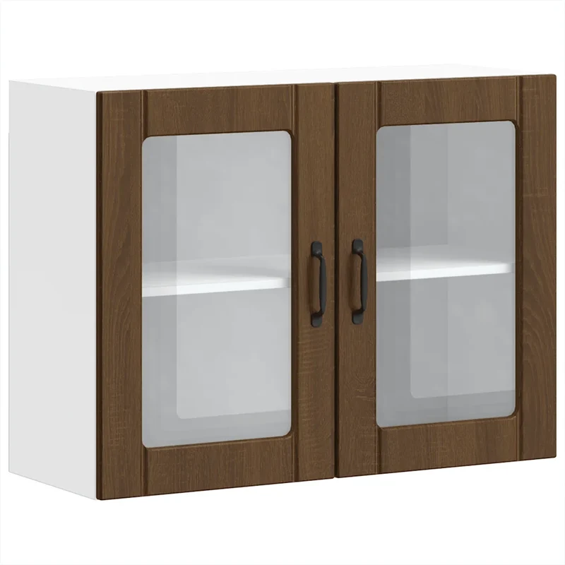 Armoire murale de cuisine design pratique 80 x 31 x 60 cm en bois d'ingénierie chêne marron 02_0050199