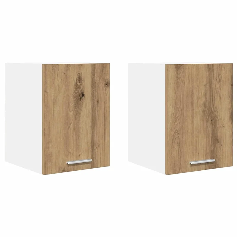 Lot de 2 armoires suspendues modernes 30 x 31 x 40 cm grand espace de stockage intérieur en bois d'ingénierie blanc 02_0053176