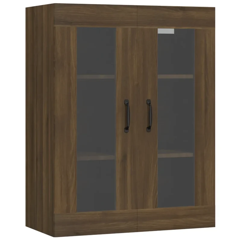 Armoire murale suspendue design pratique rangement polyvalent 69,5 x 34 x 90 cm en bois d'ingénierie chêne marron 02_0048320