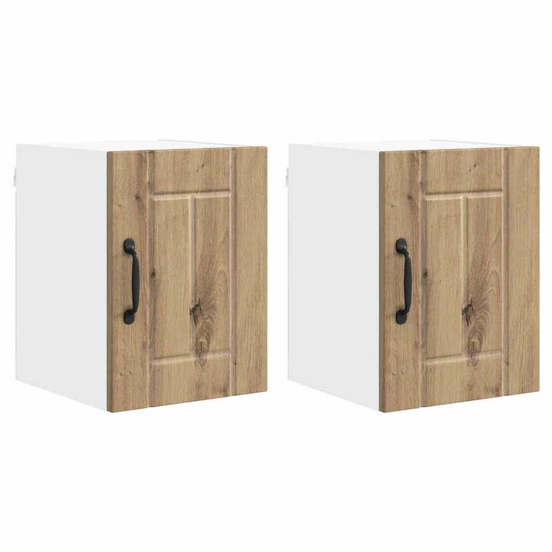 Lot de 2 armoires murales de cuisine design moderne rangement pratique 30 x 31 x 40 cm en bois d'ingénierie chêne artisanal 02_0053902
