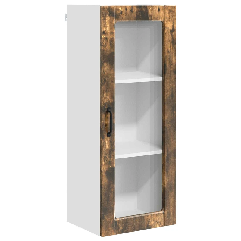 Armoire de cuisine murale moderne avec étagères 40 x 31 x 100 cm rangement pratique style contemporain en bois d'ingénierie chêne fumé 02_0054443