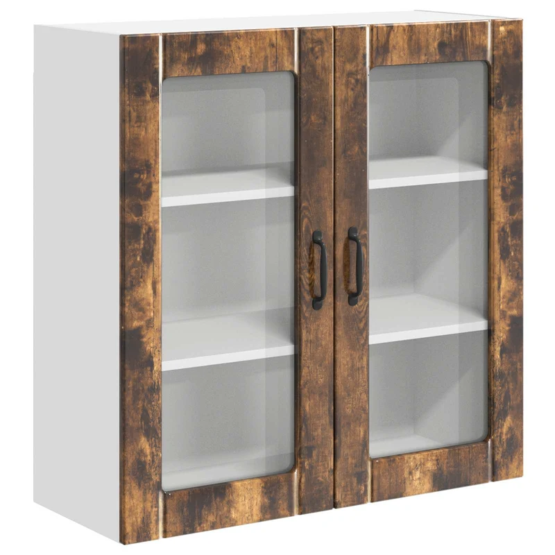 Armoire de cuisine moderne range-ustensiles 80 x 31 x 80 cm en bois d'ingénierie chêne fumé 02_0054087