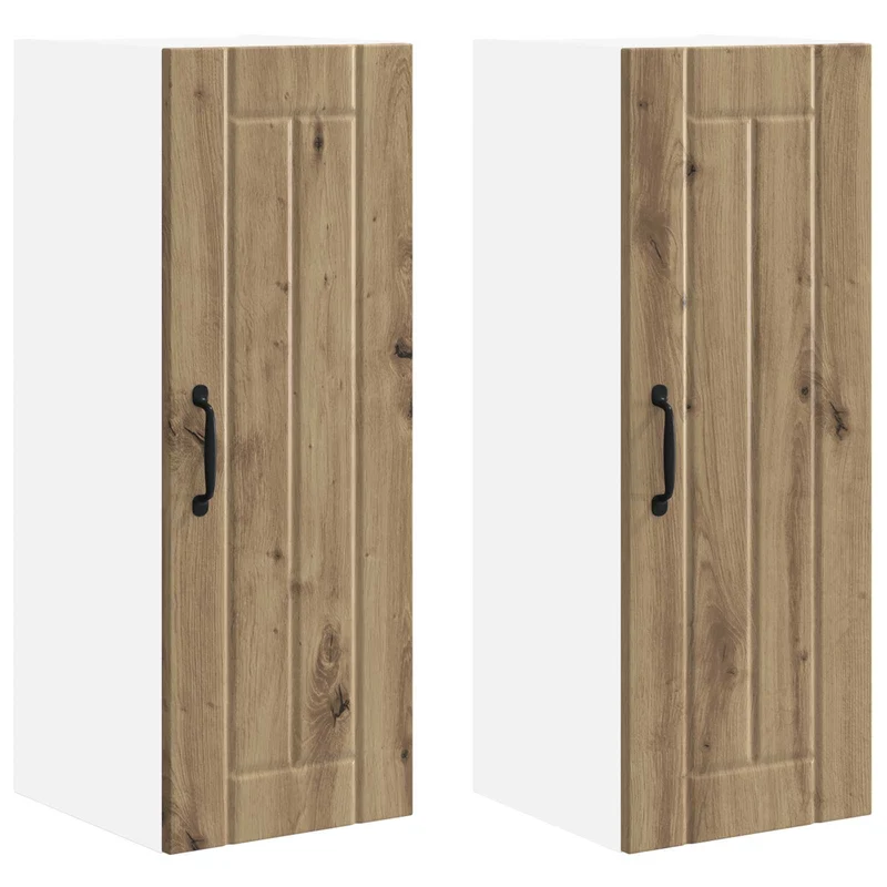 Lot de 2 armoires de cuisine modernes avec portes coulissantes 30 x 31 x 80 cm en bois d'ingénierie chêne artisanal 02_0054041