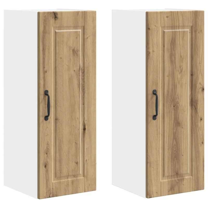 Lot de 2 armoires murales de cuisine pratiques design moderne 30 x 31 x 80 cm en bois d'ingénierie chêne artisanal 02_0054368