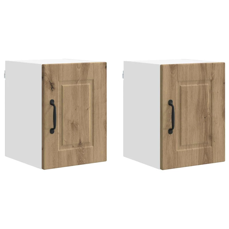 Lot de 2 armoires murales de cuisine modernes 30 x 31 x 40 cm avec étagères pratiques en bois d'ingénierie chêne artisanal 02_0054220