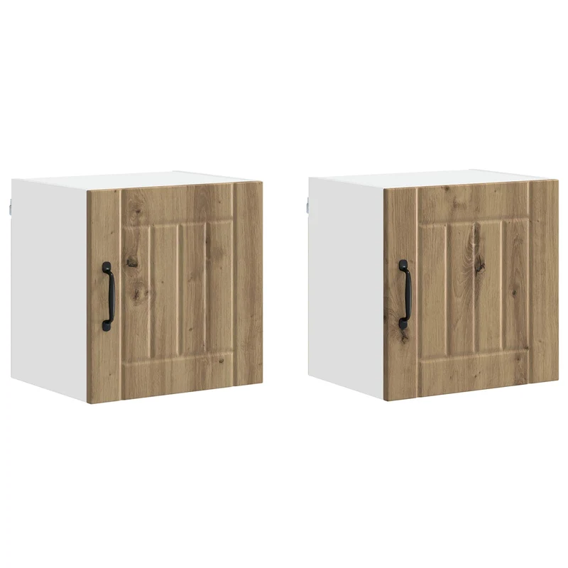 Lot de 2 armoires de cuisine design moderne 40 x 31 x 40 cm rangement pratique en bois d'ingénierie chêne artisanal 02_0053922