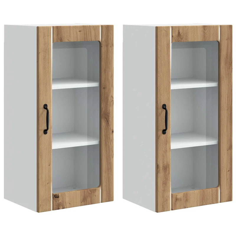 Lot de 2 armoires murales de cuisine pratique moderne 40 x 31 x 80 cm en bois d'ingénierie chêne artisanal 02_0054348