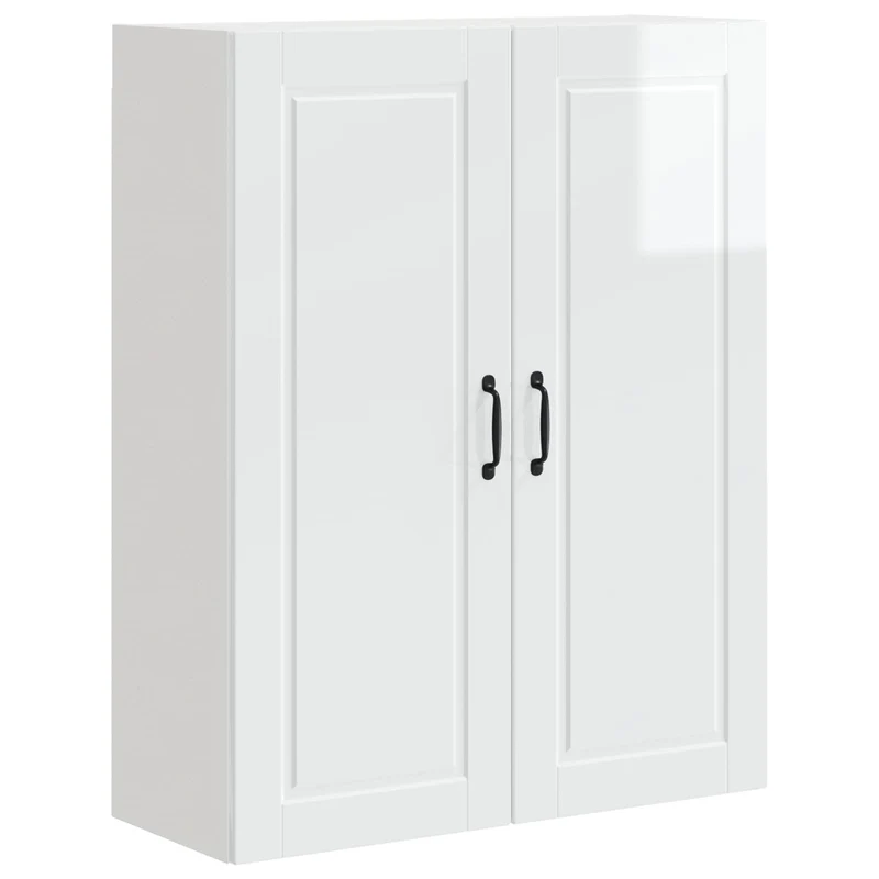 Armoire de cuisine moderne murale pratique avec 3 étagères 80 x 31 x 100 cm en bois d'ingénierie blanc brillant 02_0054488