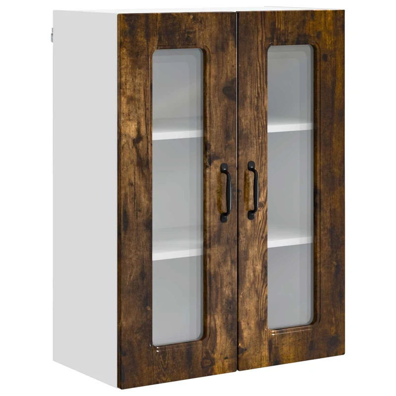 Armoire de cuisine rectangulaire moderne avec grand espace de rangement 60 x 31 x 80 cm en bois d'ingénierie chêne fumé 02_0053768