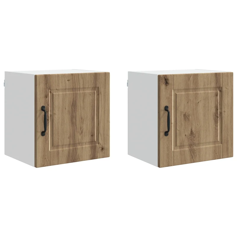 Lot de 2 armoires murales de cuisine compacte moderne avec étagères 40 x 31 x 40 cm en bois d'ingénierie chêne artisanal 02_0054240