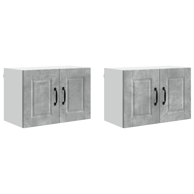 Lot de 2 armoires murales de cuisine moderne avec étagères 60 x 31 x 40 cm en bois d'ingénierie gris béton 02_0054267