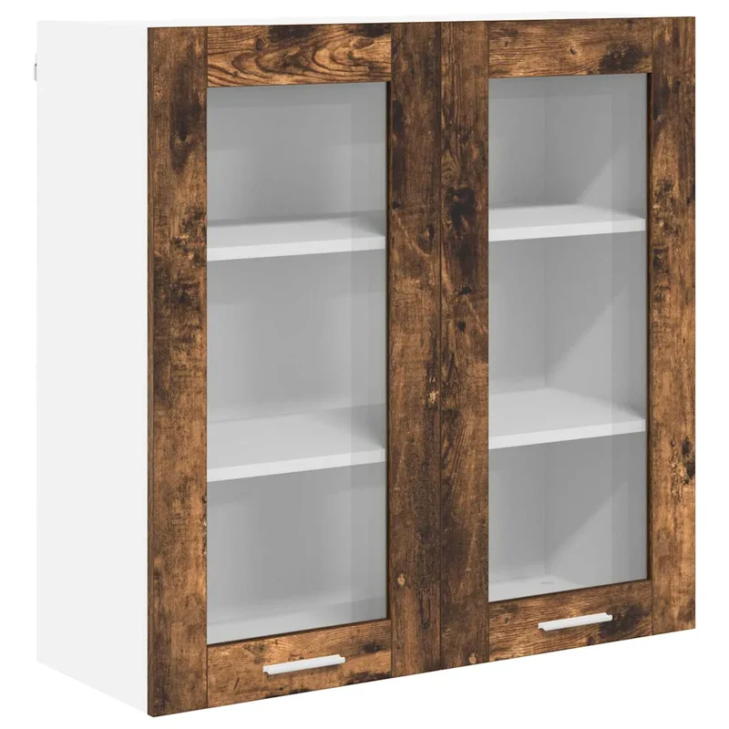 Armoire suspendue moderne rectangulaire cuisine 80 x 31 x 80 cm grande capacité de rangement en bois d'ingénierie chêne fumé 02_0053365
