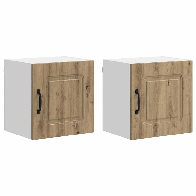Lot de 2 armoires murales de cuisine modernes avec grand espace de stockage 40 x 31 x 40 cm en bois d'ingénierie chêne artisanal 02_0053572