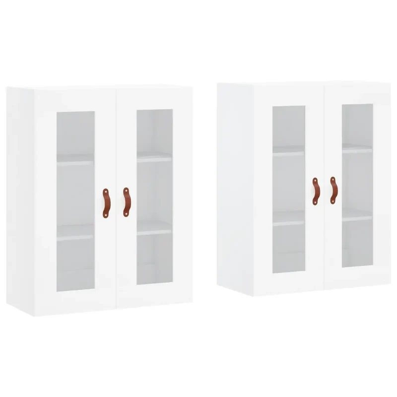 Lot de 2 armoires murales suspendues modernes rangement décoratif 69,5 x 34 x 90 cm en bois blanc 02_0055410