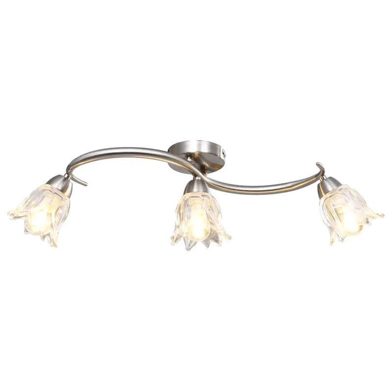 Plafonnier moderne 64 x 19 x 17 cm 3 abat-jour tulipe chrome satiné en métal transparent 02_0046493