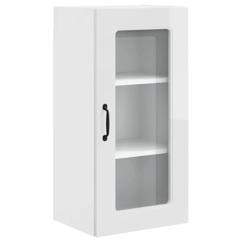 Armoire de cuisine rectangulaire moderne avec grand espace de stockage 40 x 31 x 80 cm en bois d'ingénierie blanc brillant 02_0053671