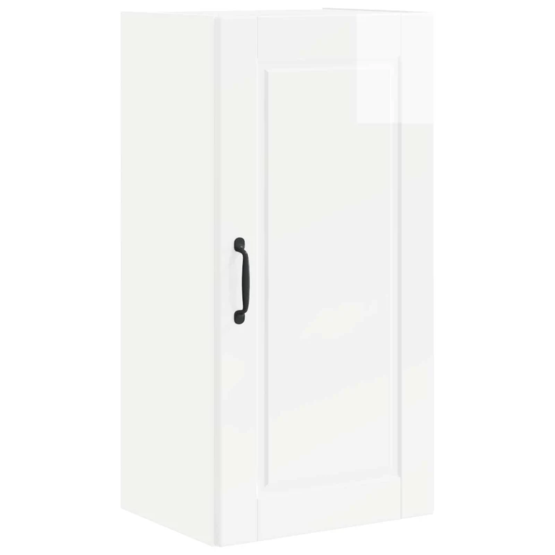 Armoire de cuisine murale moderne avec étagères organisation pratique 40 x 31 x 80 cm en bois d'ingénierie blanc brillant 02_0054373