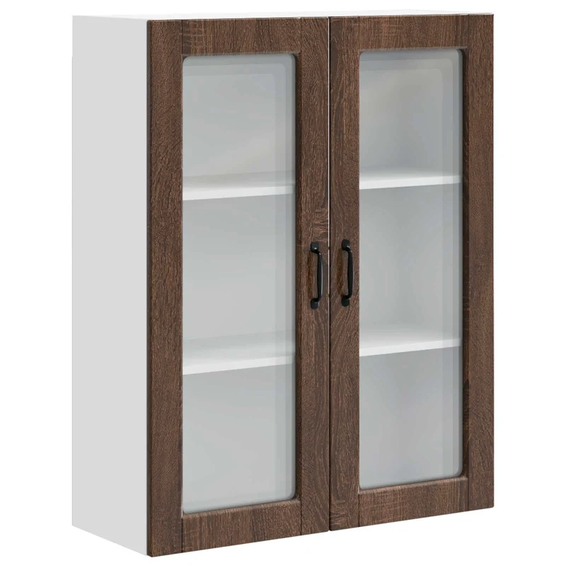 Armoire de cuisine murale moderne compacte 80 x 31 x 100 cm rangement pratique design en bois d'ingénierie chêne brun 02_0054499