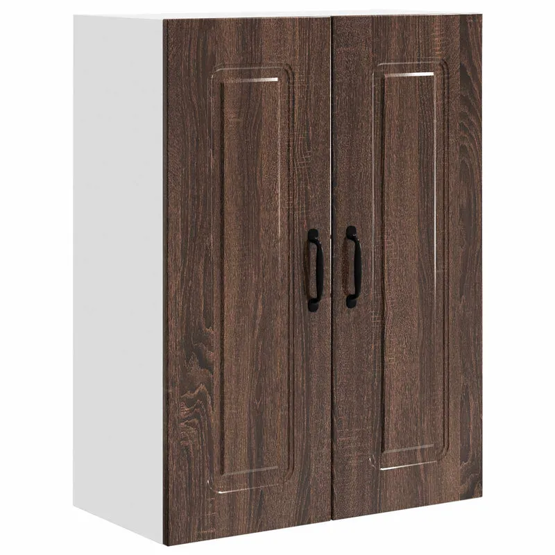 Armoire de cuisine rectangulaire moderne espace de rangement 60 x 31 x 80 cm en bois d'ingénierie chêne brun 02_0053730