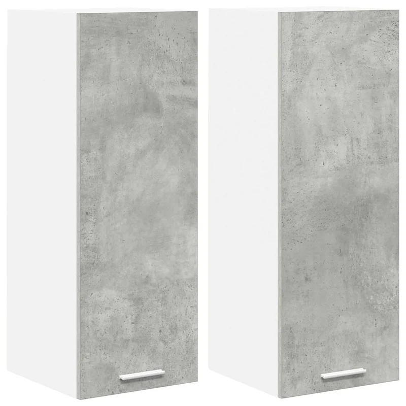 Lot de 2 armoires suspendues modernes rangement spacieux 30 x 31 x 80 cm en bois d'ingénierie gris 02_0053288