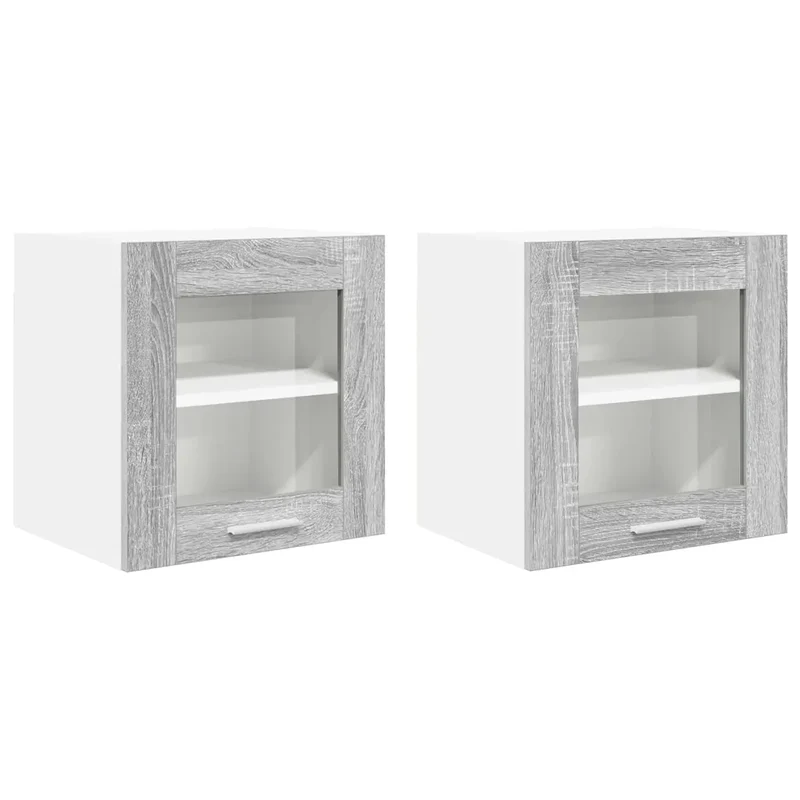 Lot de 2 armoires suspendues modernes rangement efficace 40 x 31 x 40 cm en bois d'ingénierie gris sonoma 02_0053252