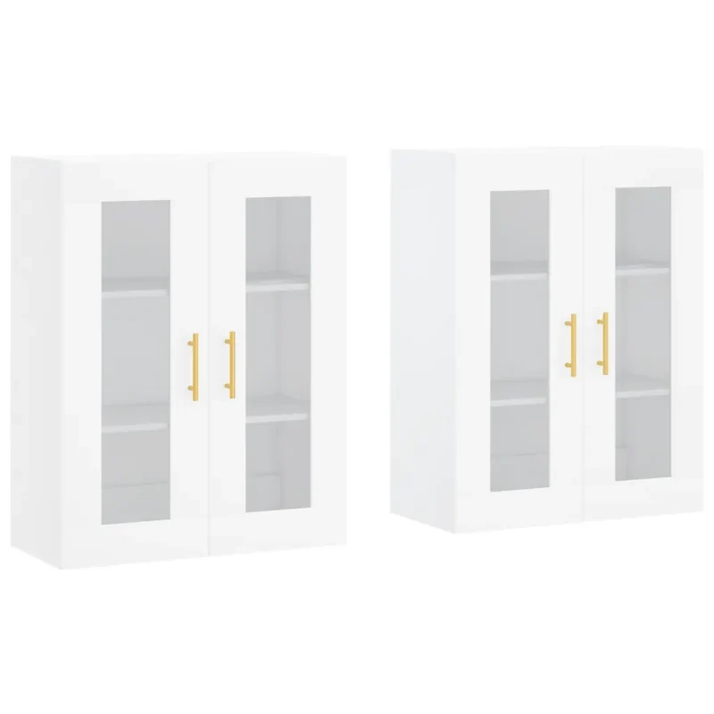 Lot de 2 armoires murales pratiques design salle à manger 69,5 x 34 x 90 cm en bois d'ingénierie blanc 02_0055421