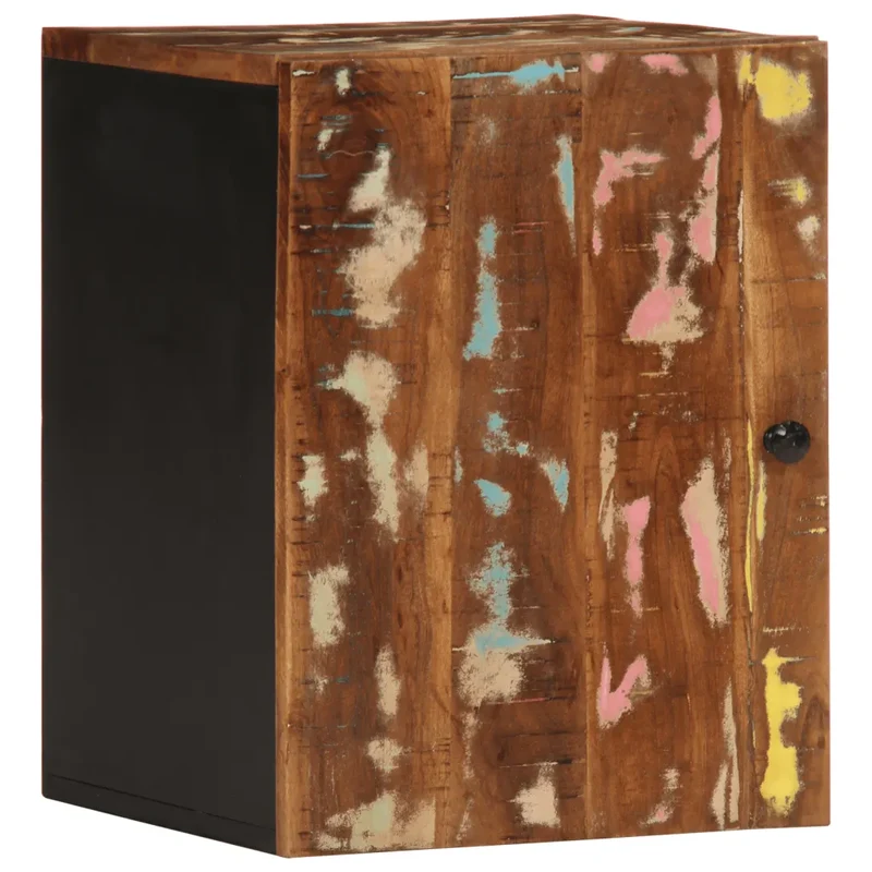 Armoire de salle de bain murale compacte rangement 38 x 33 x 48 cm style rustique en bois de récupération multicolore 02_0047129