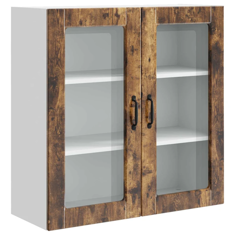 Armoire de cuisine murale moderne avec 3 étagères 80 x 31 x 80 cm en bois d'ingénierie chêne fumé 02_0054413