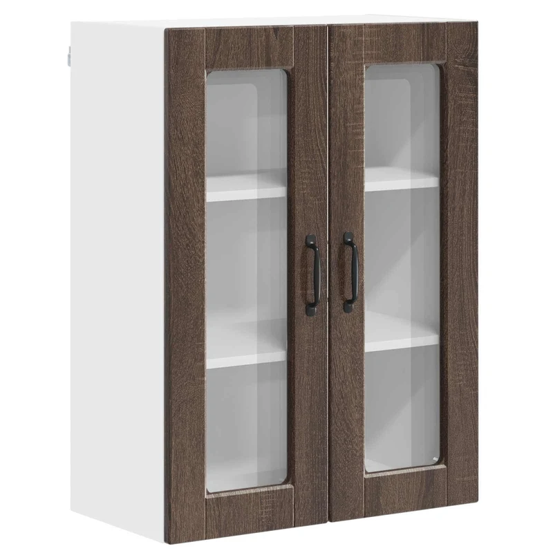 Armoire de cuisine moderne murale 60 x 31 x 80 cm rangement pratique style contemporain en bois d'ingénierie chêne brun 02_0054435