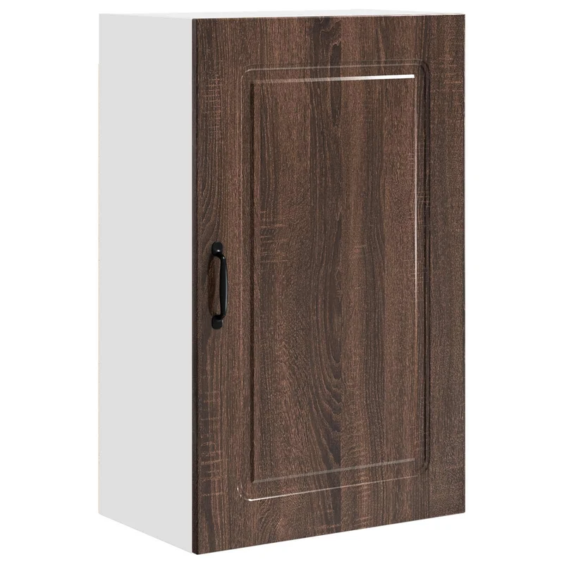 Armoire de cuisine design moderne forme rectangulaire 50 x 31 x 80 cm avec grand espace de rangement en bois d'ingénierie chêne brun 02_0053720