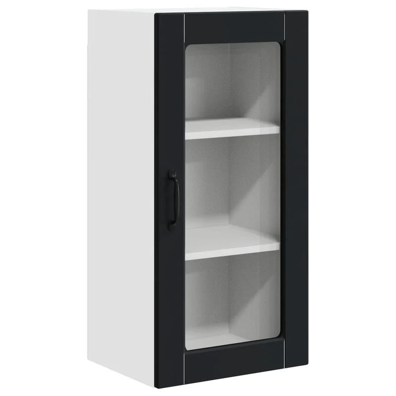 Armoire de cuisine moderne épurée 40 x 31 x 80 cm avec rangement pratique ambiance cosy en bois d'ingénierie noir 02_0054006