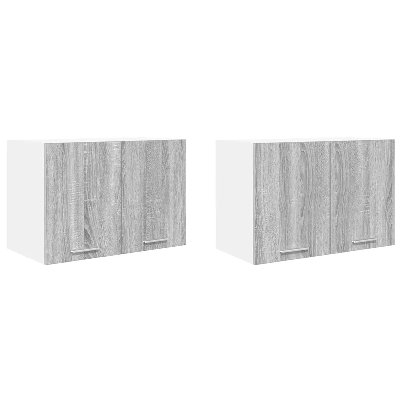 Lot de 2 armoires suspendues modernes 60 x 31 x 40 cm grand espace de rangement en bois d'ingénierie gris 02_0053220