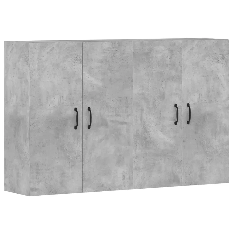 Lot de 2 armoires murales décoratives rangement pratique 69,5 x 34 x 90 cm en bois d'ingénierie gris béton 02_0055391