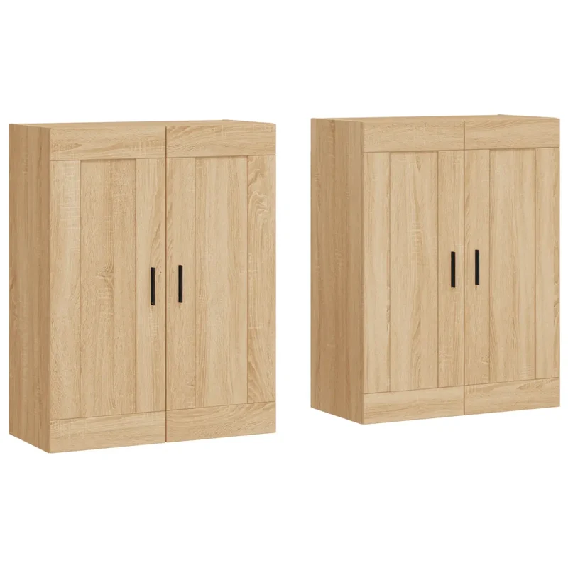 Lot de 2 armoires murales pratiques rangement polyvalent 69,5 x 34 x 90 cm en bois d'ingénierie chêne sonoma 02_0055486