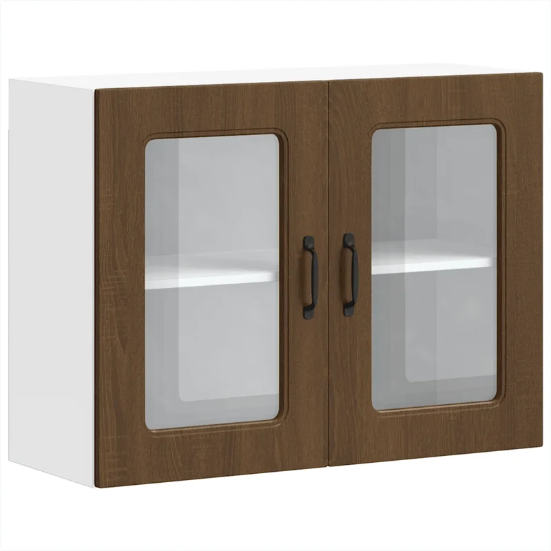 Armoire murale de cuisine rangement pratique 80 x 31 x 60 cm en bois d'ingénierie chêne marron 02_0050019