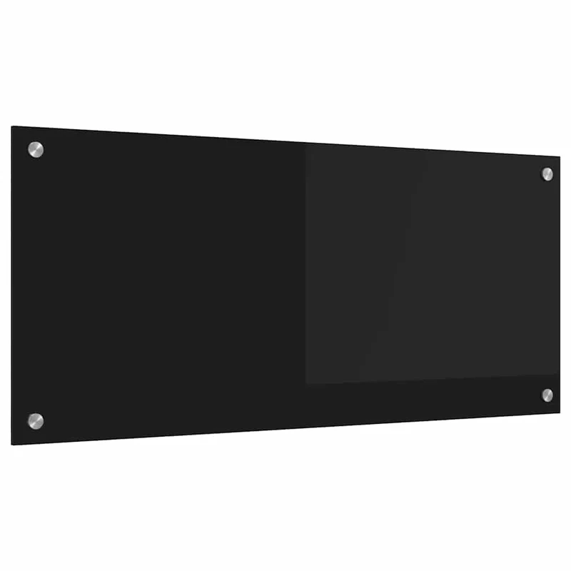 Protection de cuisine moderne durable 90 x 40 cm design épuré en verre trempé noir 02_0059127