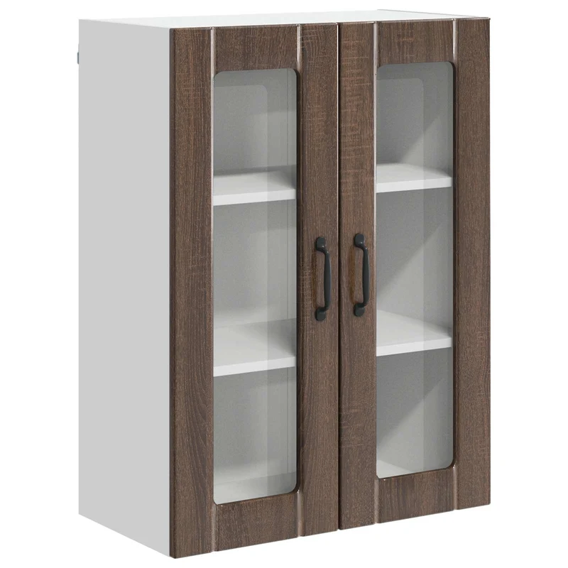 Armoire de cuisine moderne pratique avec portes coulissantes 60 x 31 x 80 cm en bois d'ingénierie chêne brun 02_0054109