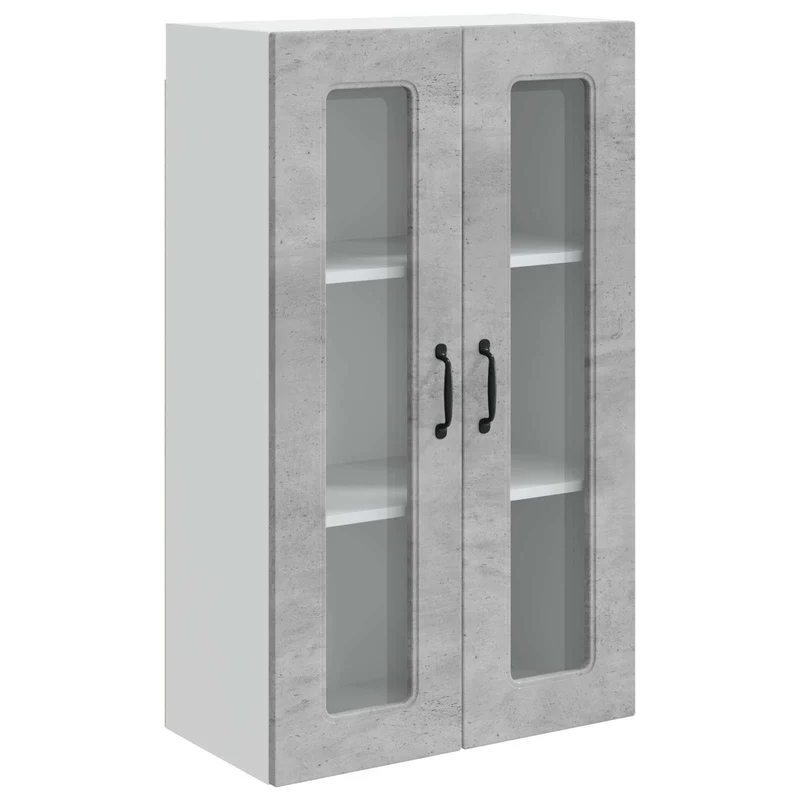 Armoire de cuisine murale moderne format rectangulaire 60 x 31 x 100 cm grand espace de stockage en bois d'ingénierie gris béton 02_0053856