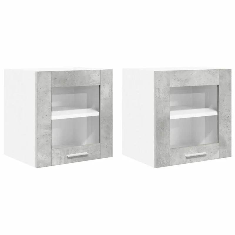 Lot de 2 armoires suspendues modernes avec rangement spacieux 40 x 31 x 40 cm en bois d'ingénierie gris béton 02_0053248
