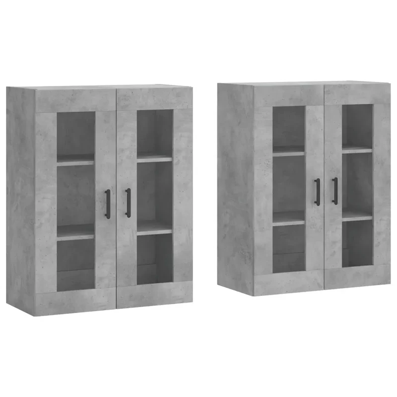 Lot de 2 armoires murales pratiques rangement décoratif 69,5 x 34 x 90 cm en bois d'ingénierie gris béton 02_0055436