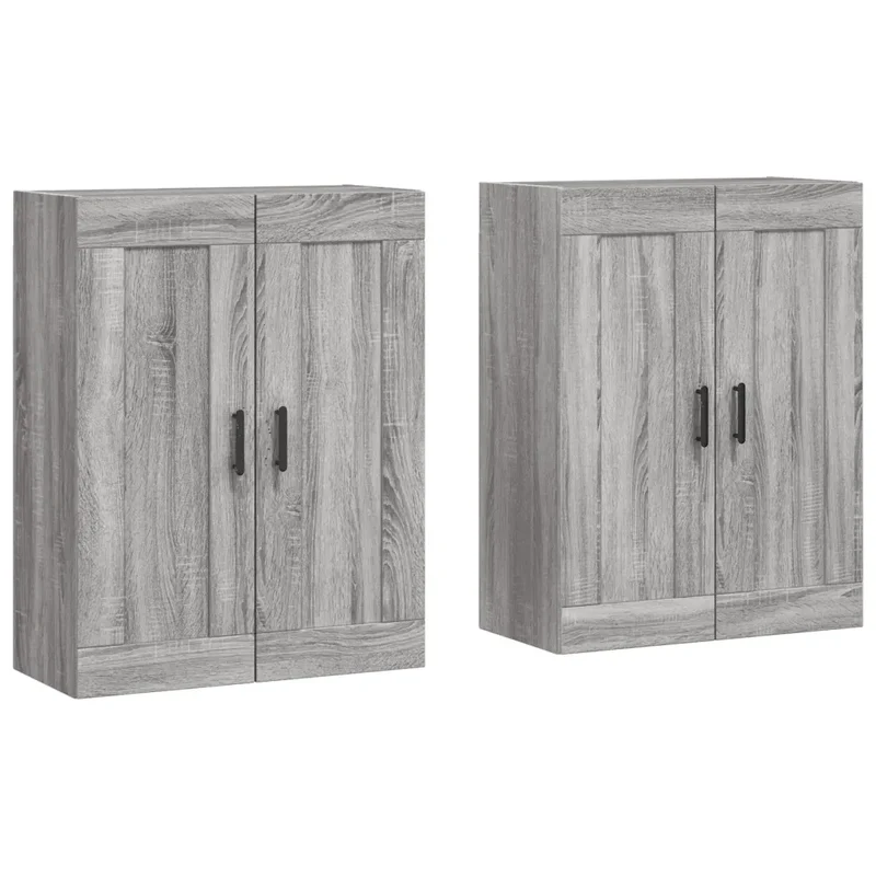 Lot de 2 armoires murales pratiques espace de rangement 69,5 x 34 x 90 cm en bois d'ingénierie sonoma gris 02_0055482