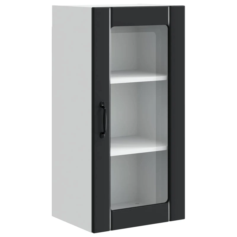 Armoire de cuisine murale moderne rangement pratique 40 x 31 x 80 cm en bois d'ingénierie noir 02_0054331