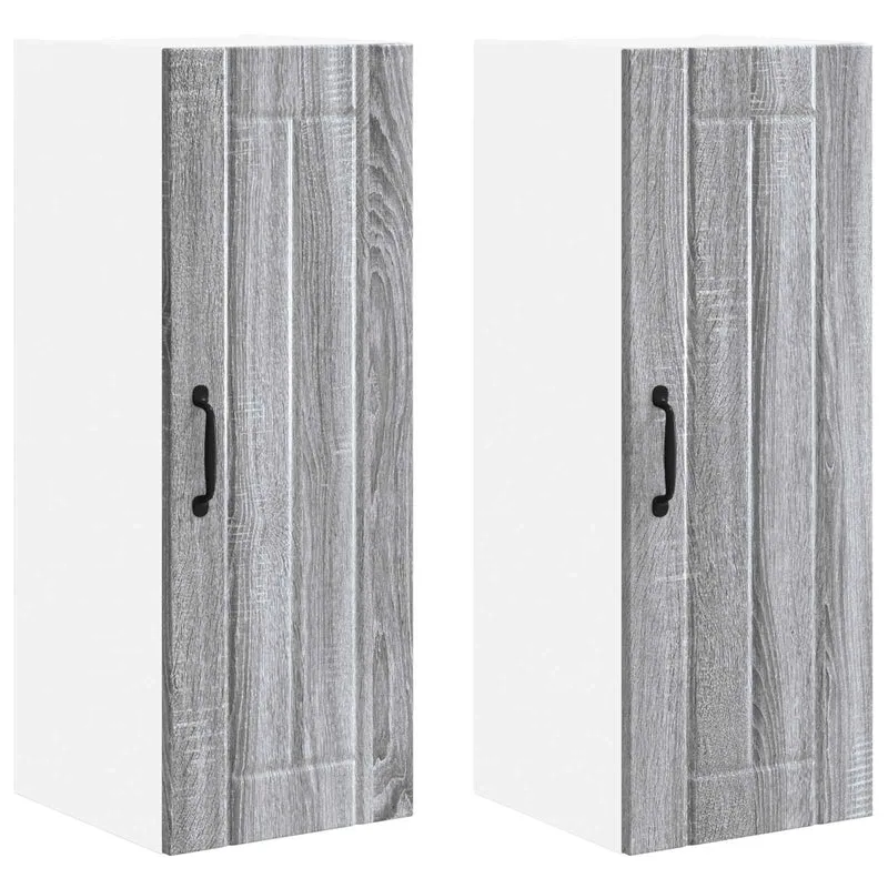 Lot de 2 armoires murales de cuisine pratiques design moderne 30 x 31 x 80 cm en bois d'ingénierie gris sonoma 02_0054036