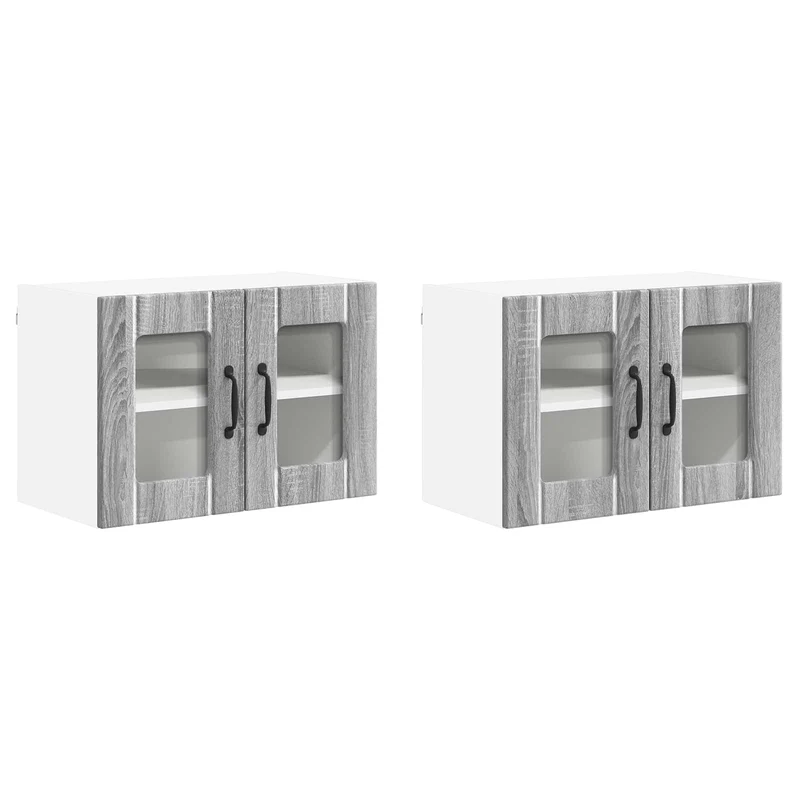 Lot de 2 armoires de rangement cuisine moderne 60 x 31 x 40 cm en bois d'ingénierie gris sonoma 02_0053997