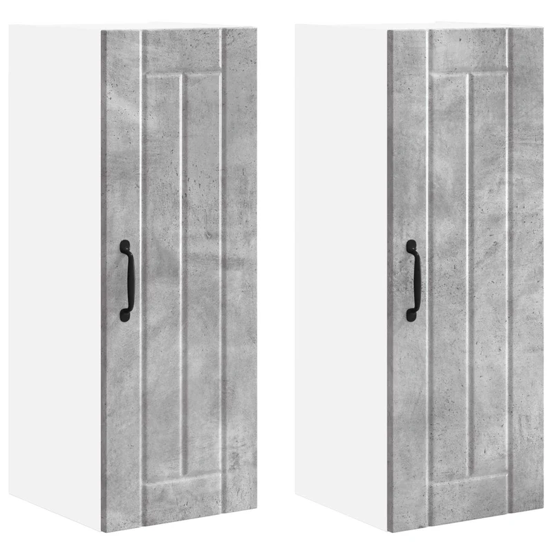 Lot de 2 armoires de cuisine modernes pratiques rangement 30 x 31 x 80 cm en bois d'ingénierie gris béton 02_0054030