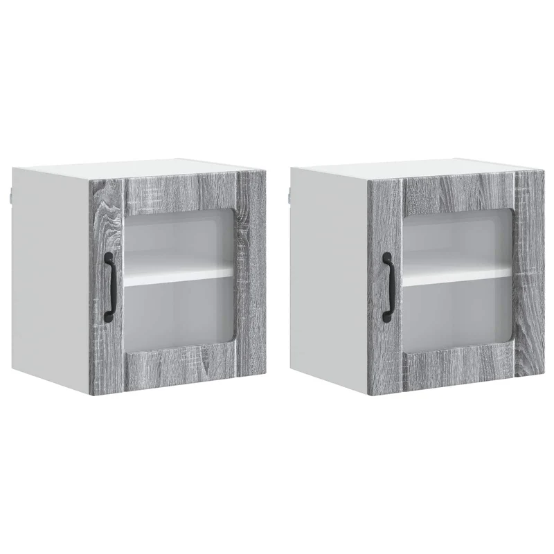 Lot de 2 armoires murales de cuisine modernes fonctionnelles 40 x 31 x 40 cm en bois d'ingénierie gris sonoma 02_0053876