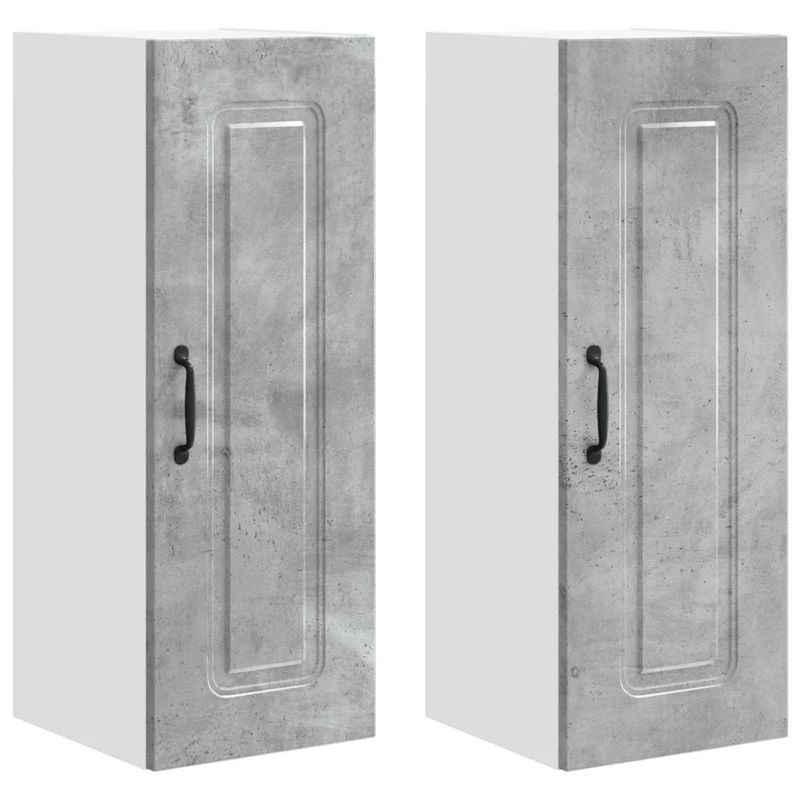 Lot de 2 armoires murales de cuisine modernes grand espace de rangement 30 x 31 x 80 cm en bois gris béton 02_0053690