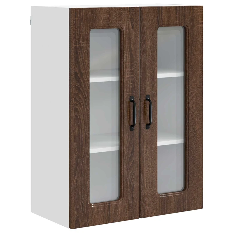 Armoire de cuisine rectangulaire moderne rangement spacieux 60 x 31 x 80 cm en bois d'ingénierie chêne brun 02_0053770